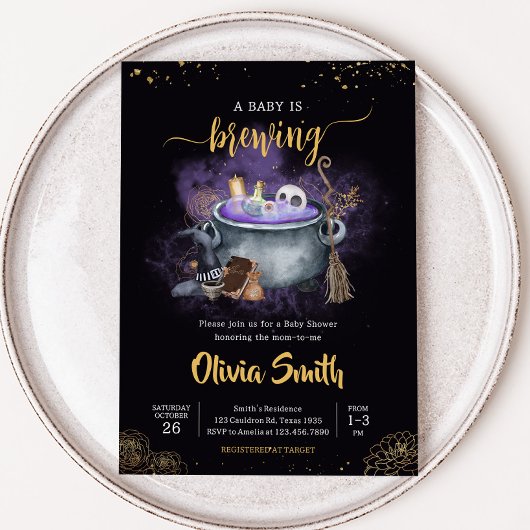 Een Baby brouwt Spooky Halloween Baby shower Kaart