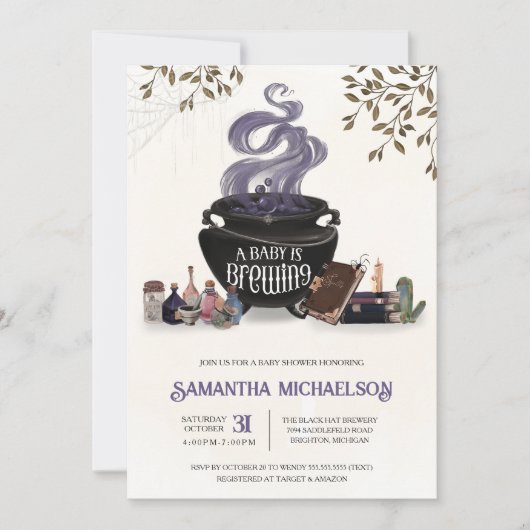 Een Baby brouwt Spooky Halloween Shower Kaart (Voorkant)