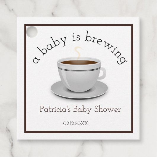 Een Baby brouwt Tea Party Baby shower Bedankjes Labels (Voorkant)