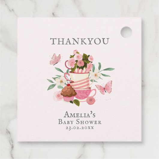 Een Baby brouwt  Tea Party Baby shower Bedankjes Labels (Achterkant)