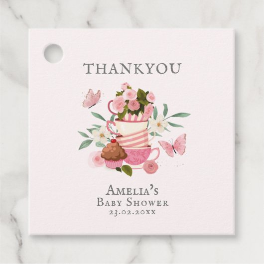 Een Baby brouwt  Tea Party Baby shower Bedankjes Labels (Voorkant)