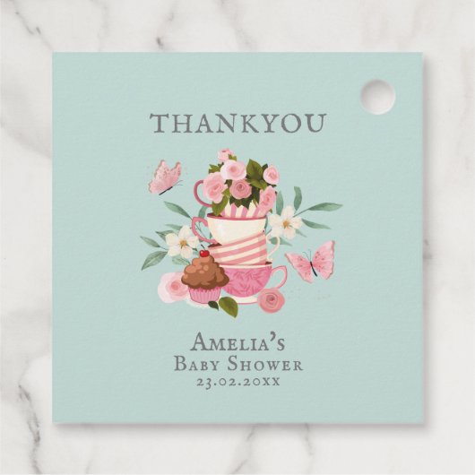 Een Baby brouwt  Tea Party Baby shower Bedankjes Labels (Achterkant)