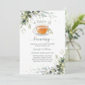 Een baby brouwt Tea Party Baby shower Kaart (Staand voorkant)