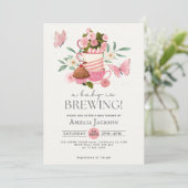 Een Baby brouwt  Tea Party Baby shower Kaart (Staand voorkant)