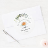 Een baby brouwt Tea Party Baby shower Ronde Sticker (Envelop)