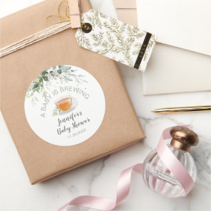 Een baby brouwt Tea Party Baby shower Ronde Sticker