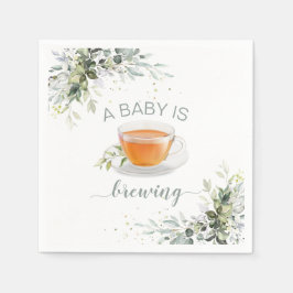 Een baby brouwt Tea Party Baby shower Servet