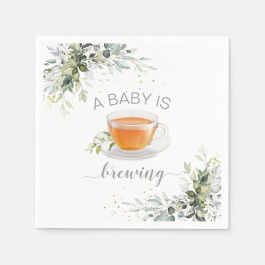 Een baby brouwt Tea Party Baby shower Servet (Voorkant)