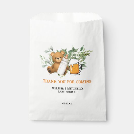 Een baby brouwt teddybeer bedankt bedankzakje (Voorkant)