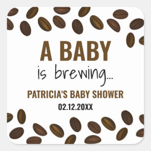 Een Baby Brouwt Themaparty voor Babyborrel met Kof Vierkante Sticker