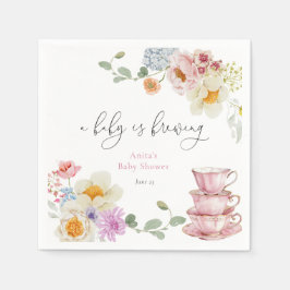 Een Baby brouwt Wildflower Tea Baby shower Servet