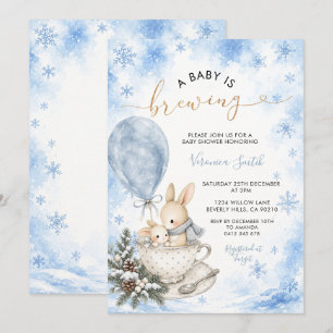 Een Baby Brouwt Winter Baby Shower Konijn Kaart