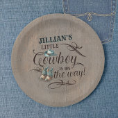 Een Baby Cowboy is op weg naar het Baby shower Papieren Bordje