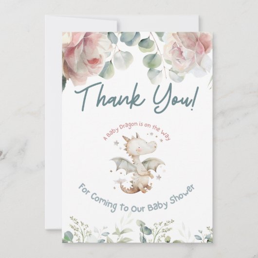 Een Baby Dragon is onderweg Baby shower Dank je we Bedankkaart (Voorkant)