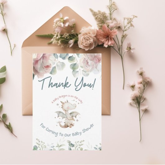 Een Baby Dragon is onderweg Baby shower Dank je we Bedankkaart