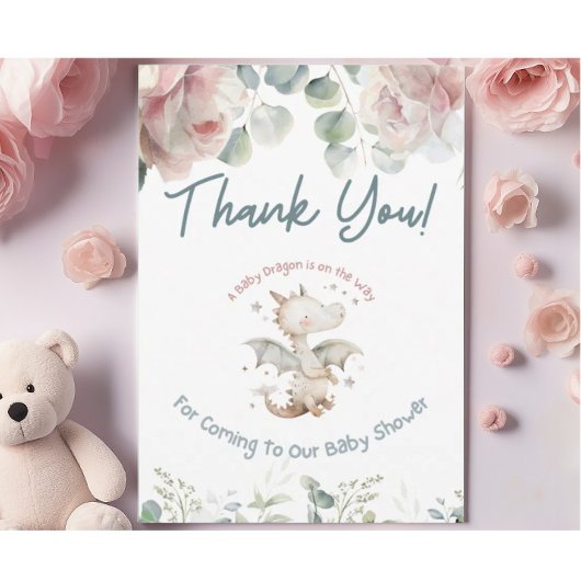 Een Baby Dragon is onderweg Baby shower Dank je we Bedankkaart