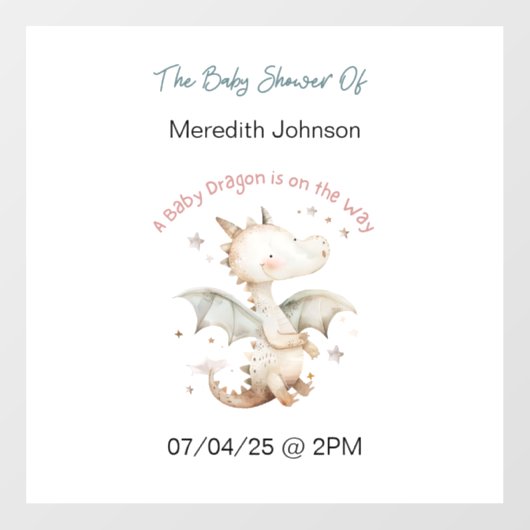 Een Baby Dragon is onderweg Baby Window Cling Raamsticker (Vel)
