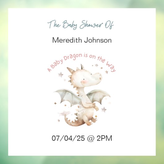 Een Baby Dragon is onderweg Baby Window Cling Raamsticker (Vel 3)