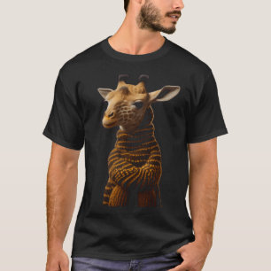 Een Baby Giraffe met gebreide grafische Mannen Dam T-shirt