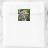 Een baby groene reiger vierkante sticker (Tas)