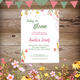 Een baby in bloei Wildflower Baby shower Kaart