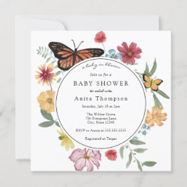 Een Baby in Bloom Butterfly Wildflower Baby shower Kaart
