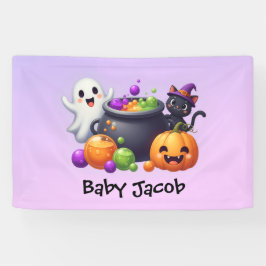 Een baby is aan het brouwen baby shower achtergron spandoek