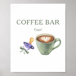 Een baby is aan het brouwen baby shower Coffiebar Poster
