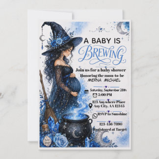 Een baby is aan het brouwen blauwe Halloween baby Kaart