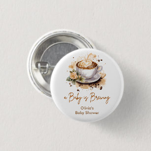 Een baby is aan het brouwen Bruine koffie Baby Sho Ronde Button 3,2 Cm