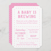 Een Baby is aan het brouwen, Douche Uitnodigen Kaart (Voorkant / Achterkant)