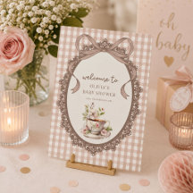 Een baby is aan het brouwen Gingham Coffee Baby Sh