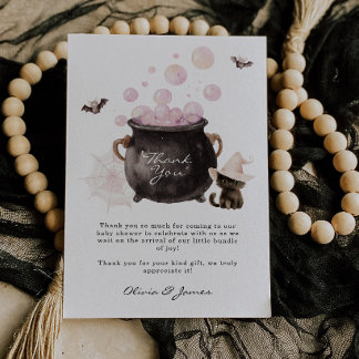 Een baby is aan het brouwen Halloween Baby Shower Bedankkaart