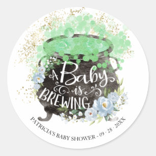 Een baby is aan het brouwen Halloween Baby Shower Ronde Sticker
