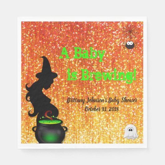 Een Baby is aan het brouwen! Halloween Baby shower Servet (Voorkant)