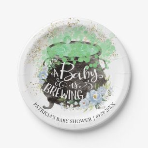 Een baby is aan het brouwen Halloween jongens baby Papieren Bordje