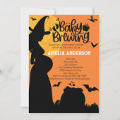 Een Baby is aan het brouwen | Halloween Witch Baby Kaart (Voorkant)