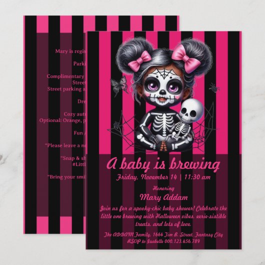Een Baby is aan het brouwen | Roze Halloween Baby  Kaart (Voorkant / Achterkant)