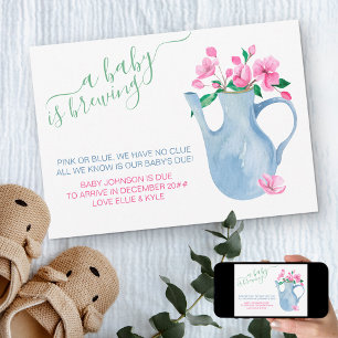 Een baby is aan het brouwen Roze of Blauwe Gedicht Aankondiging
