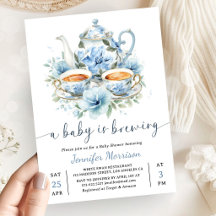 Een baby is aan het brouwen Thee Baby Shower Jonge