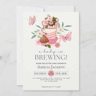 Een baby is aan het brouwen vintage theeparty Baby Kaart