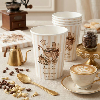Een baby is aan het koffie zetten Baby Shower fees Papieren Bekers