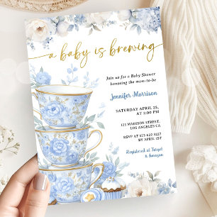 Een baby is aan het theezetten Baby Shower Jongen Kaart