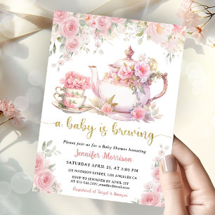 Een baby is aan het theezetten Baby Shower Meisje  Kaart