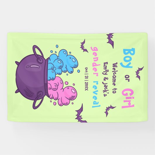 Een Baby is bezig met Halloween Gender Reveal Spandoek (Horizontaal)