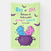 Een Baby is bezig met Halloween Gender Reveal Spandoek (Verticaal)