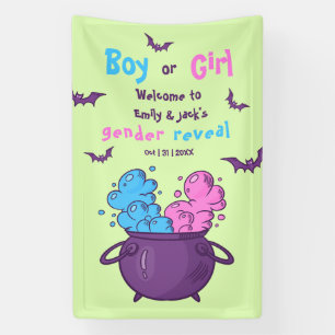 Een Baby is bezig met Halloween Gender Reveal Spandoek