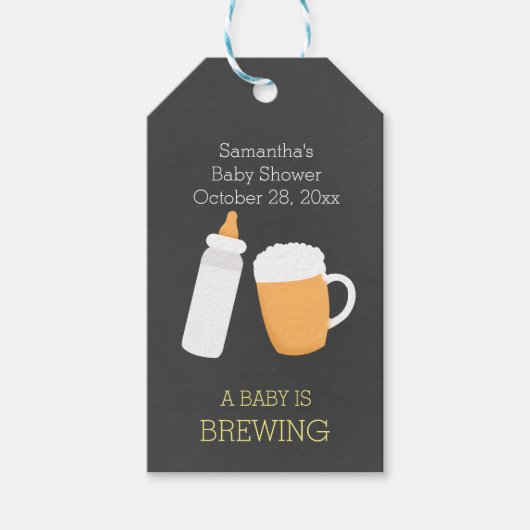 Een Baby is Bierglas Baby Fles Gift Label Cadeaulabel (Voorkant)