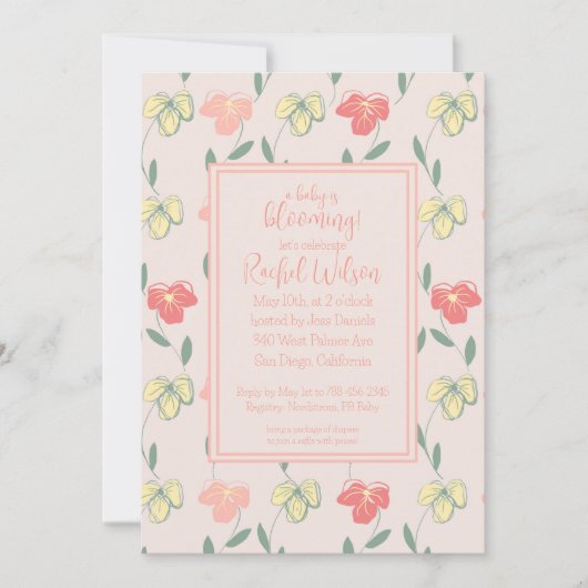 Een Baby is Blooming Pink Pansies Baby shower Kaart (Voorkant)