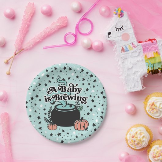 Een Baby is Borden van halloween-papier Papieren Bordje (Feest)